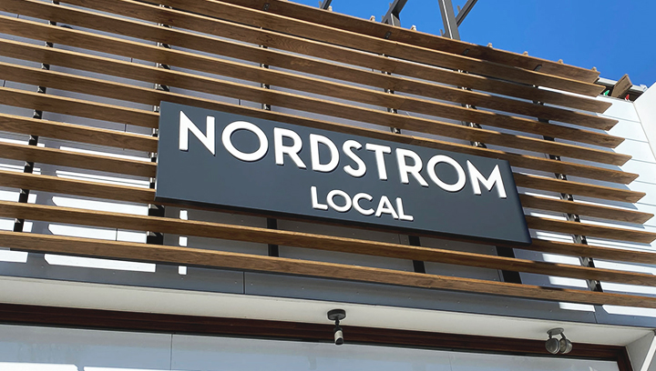 Nordstrom Local light up sign for business made of aluminum and acrylic