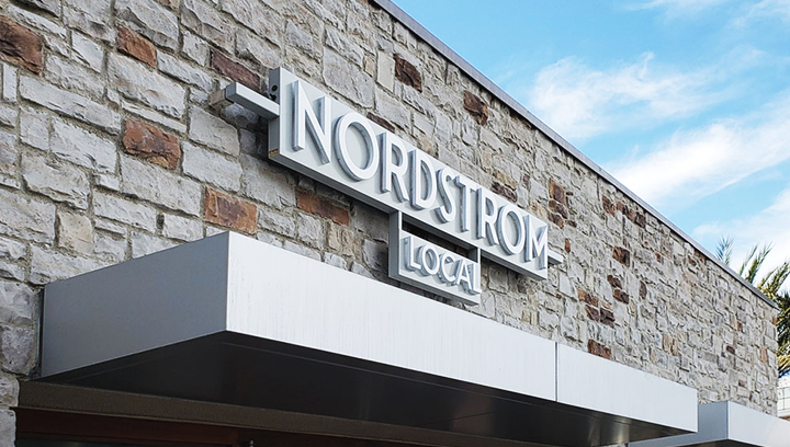 Nordstrom Local light up sign for business made of aluminum and acrylic