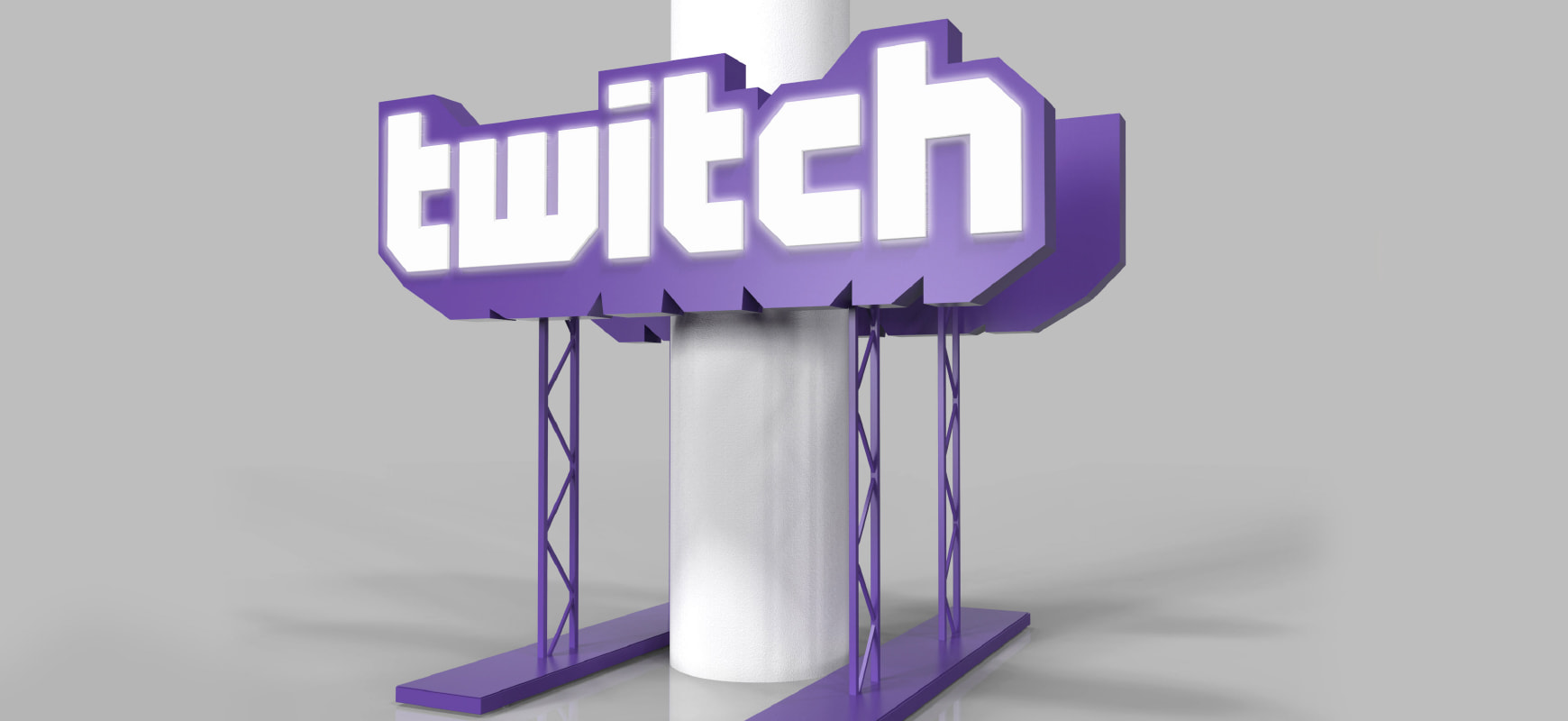 Twitch business light up sign in 3D rendering