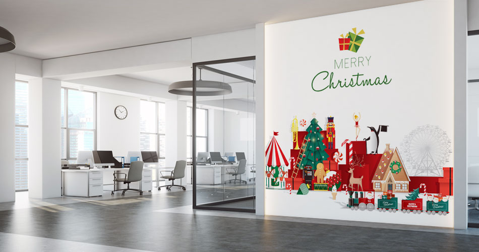 Christmas accent wall decal for office decoration