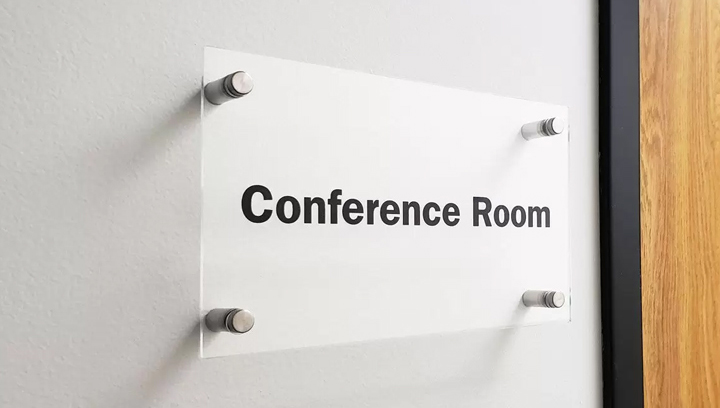 Conference Room office door sign displaying the room name made of acrylic