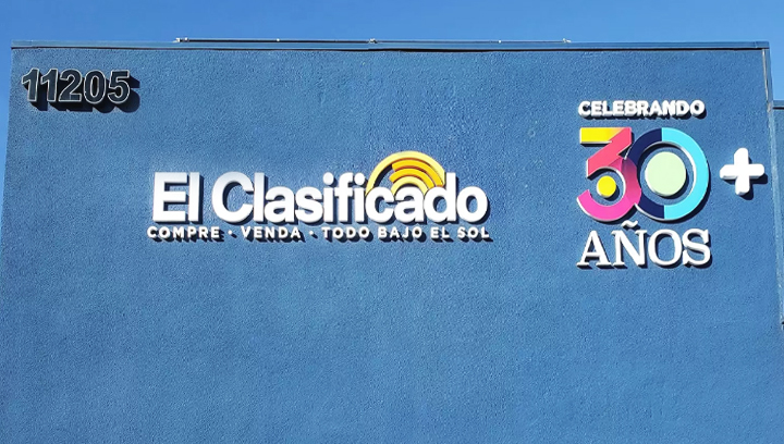 El Clasificado custom office exterior signs with brand name 3D letters made of PVC