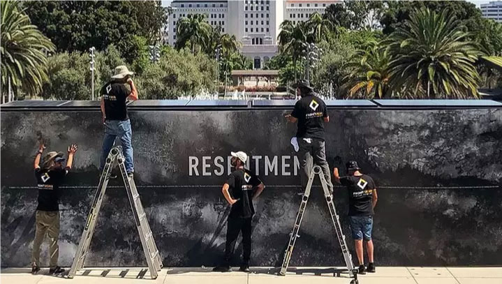 Annenberg monument sign repair of a lit solar-powered display made of aluminum, lexan and vinyl