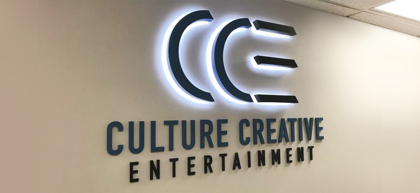 Culture Creative Entertainment 3D branding office sign made of aluminum and acrylic