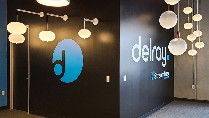 Delray Streamliner Collection custom logo decal made of opaque vinyl for office branding