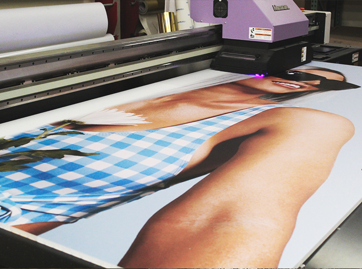 large format foam board printing with a woman photograph