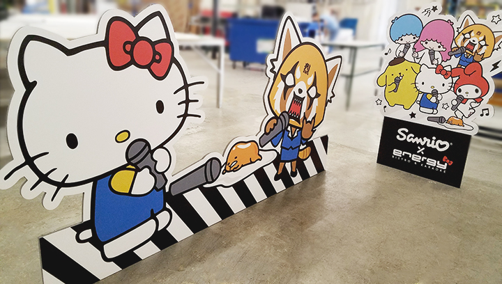 cartoon custom foam board cut-outs displaying Hello Kitty characters made of gator board