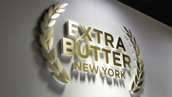 Extra Butter New York foam core logo sign made of ultra board for interior branding