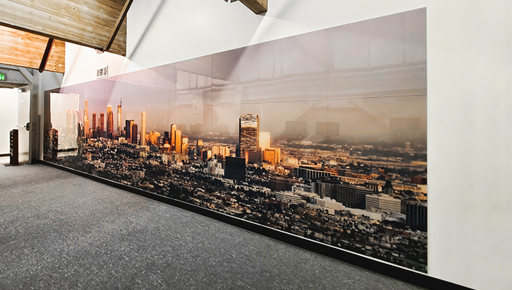 Motley large format printing on acrylic with a reflecting effect for interior design