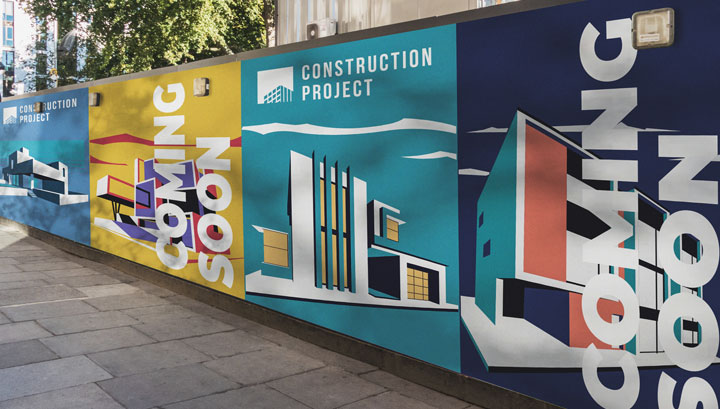 Construction Project large format printing on company hoarding for outdoor design