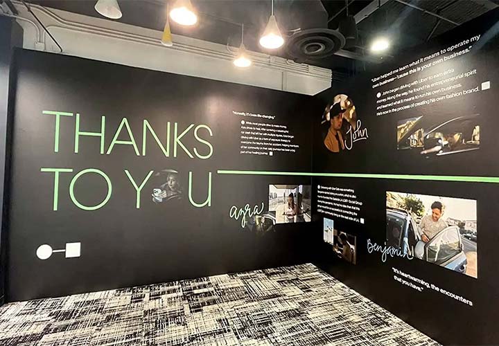 Mile 44 large format printing on opaque vinyl in black for branding an event