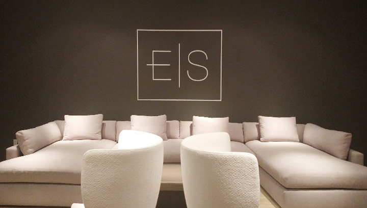 Evan Spencer salon wall decal with the company logo made of opaque vinyl for office branding