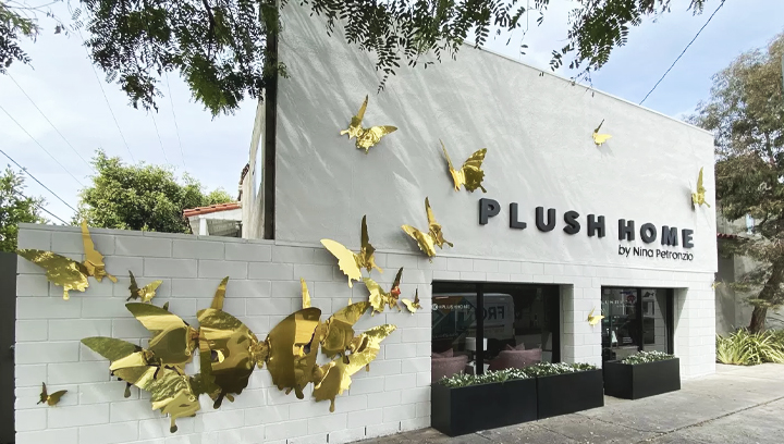 Plush Home office exterior decorative sign with butterflies made of aluminum for store design