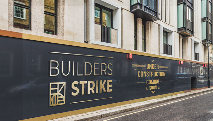 Builders Strike large format printing on Los Angeles street hoarding