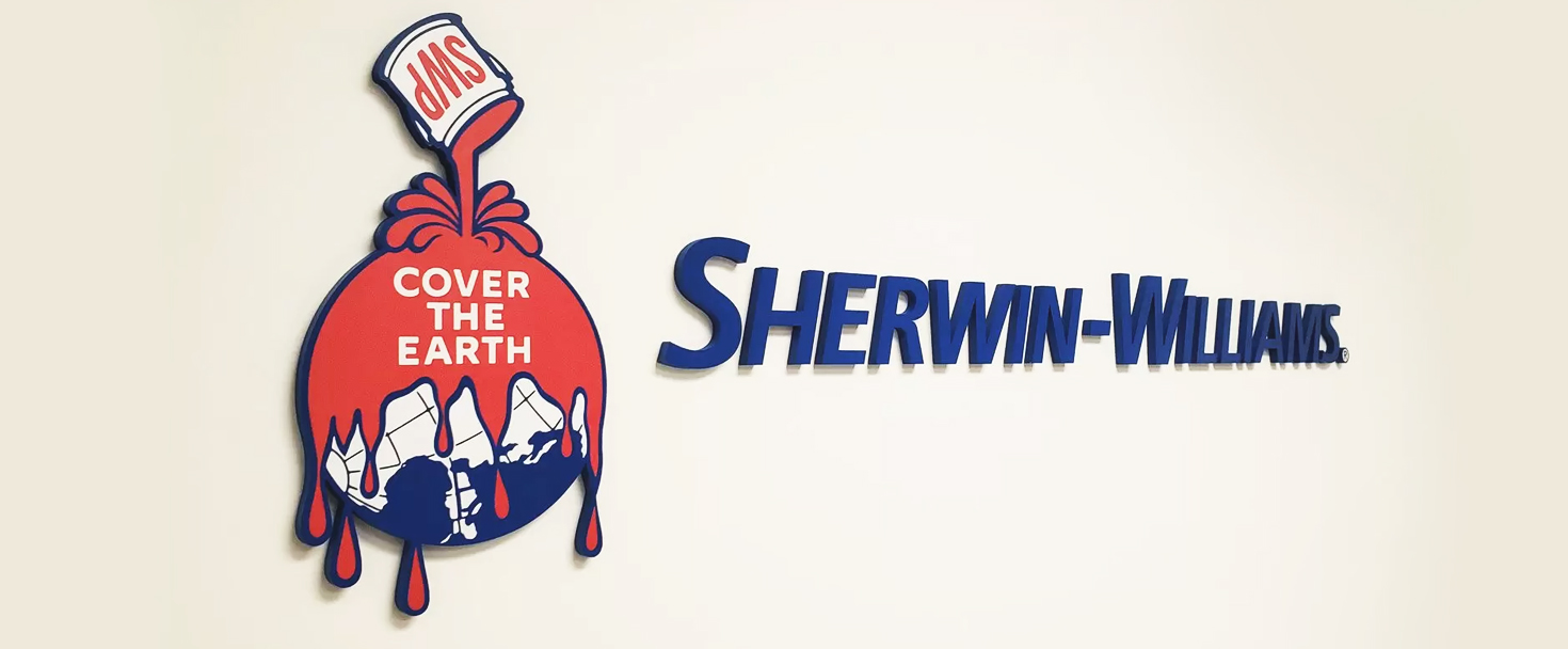 Sherwin-Williams office logo sign and brand name 3D letters made of acrylic for branding