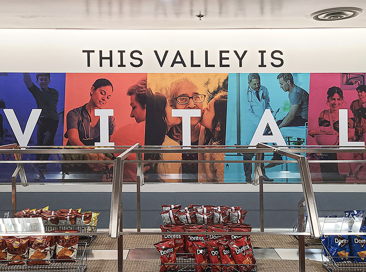 This Valley is Vital custom wall decals made of opaque vinyl for store interior branding
