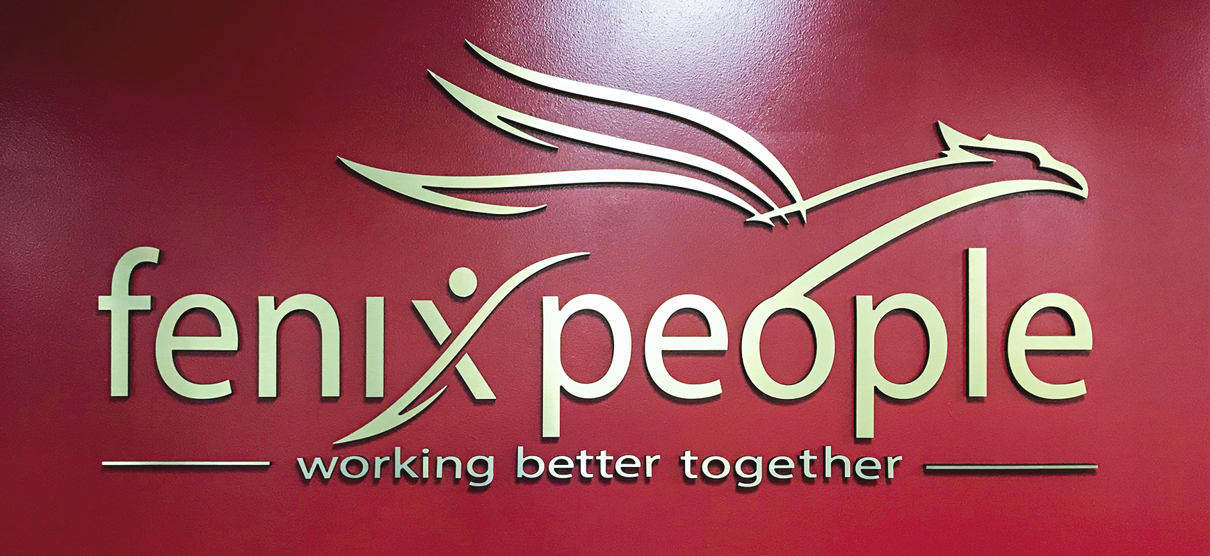 Fenix People foam core logo sign and letters made of ultra board for interior branding