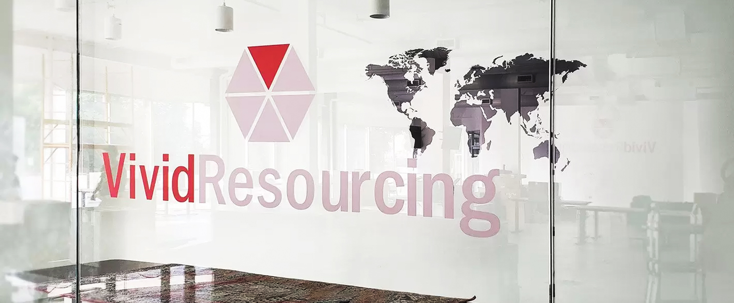Vivid Resourcing office signage made of opaque vinyl for window branding