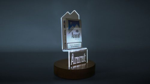 Acrylic engraved wooden standee