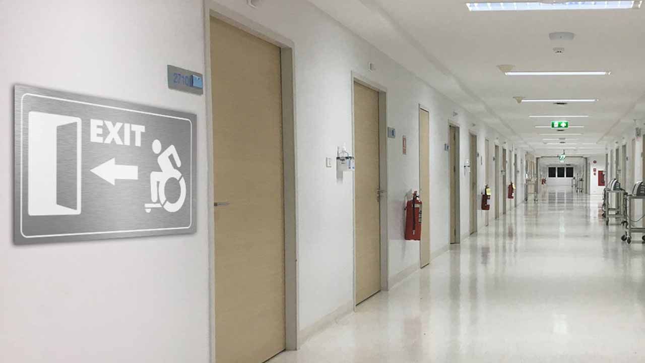 Emergency exit brushed Aluminum sign