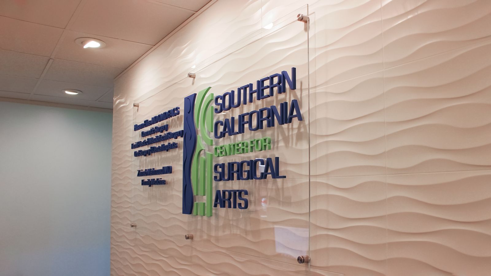 Southern California Center for Surgical Arts indoor wall sign made of acrylic