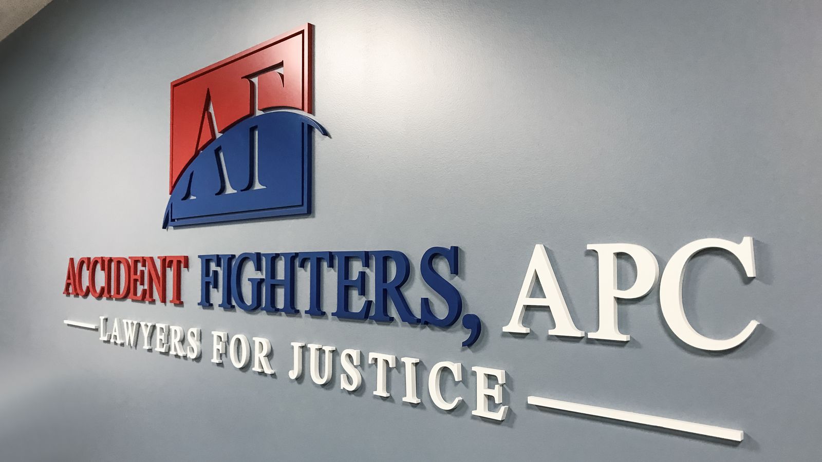 Accident Fighters, APC 3d acrylic letters and logo for office interior branding