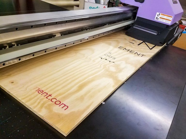 Large format plywood direct printing process Front Signs
