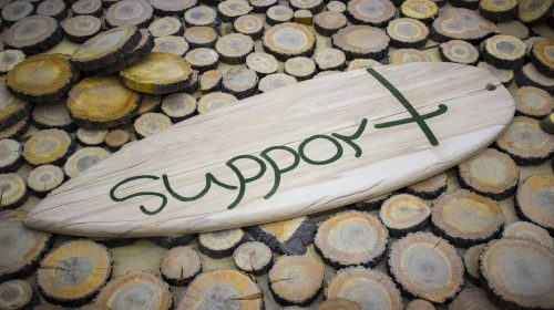 Wooden Surfboard Sign