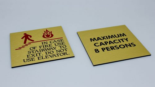 brushed aluminum warning signs