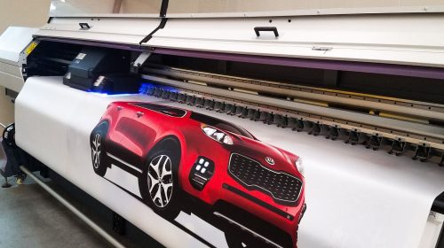 car printed on banner
