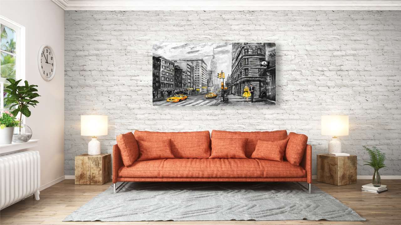 decorative interior canvas sign with a picture print of New York City for living room design