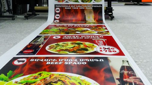 menu printed on decals