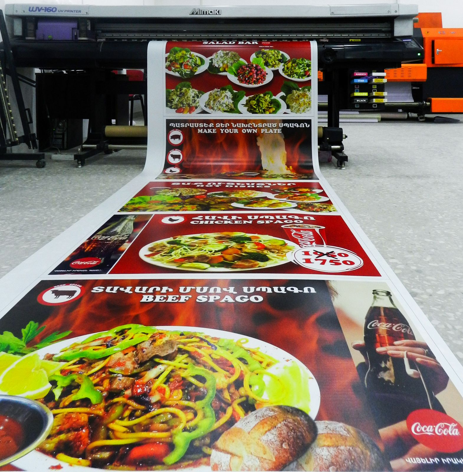 menu printed on decals