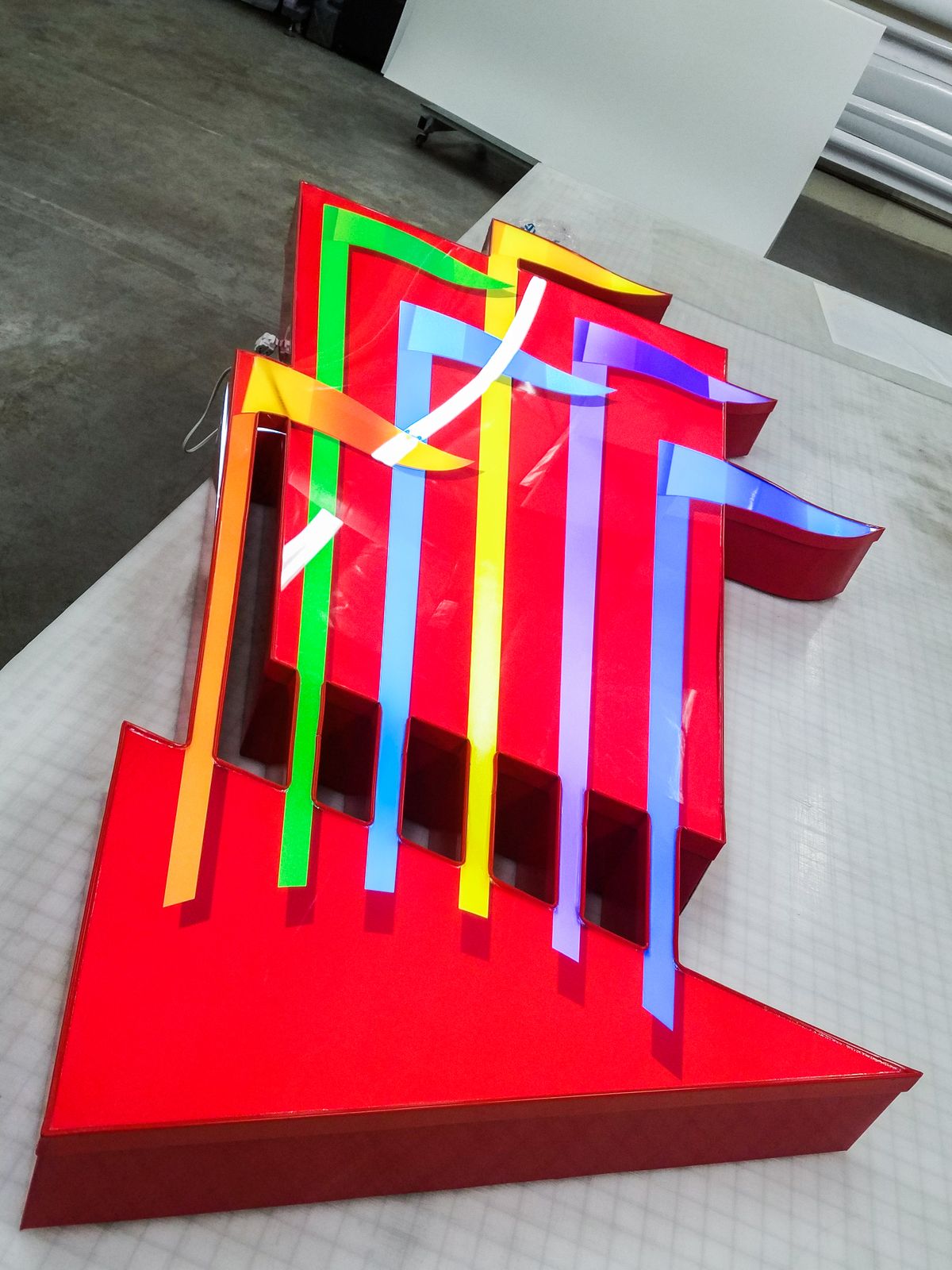 Six Flags custom light box logo sign made of acrylic and aluminum for theme park branding