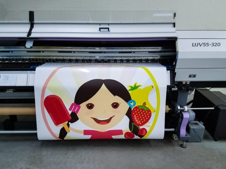 Backlit Decal printing process with colorful graphics Front Signs