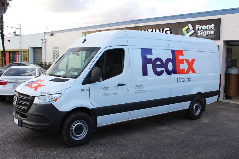 FedEx van logo wrap made of opaque vinyl Front Signs
