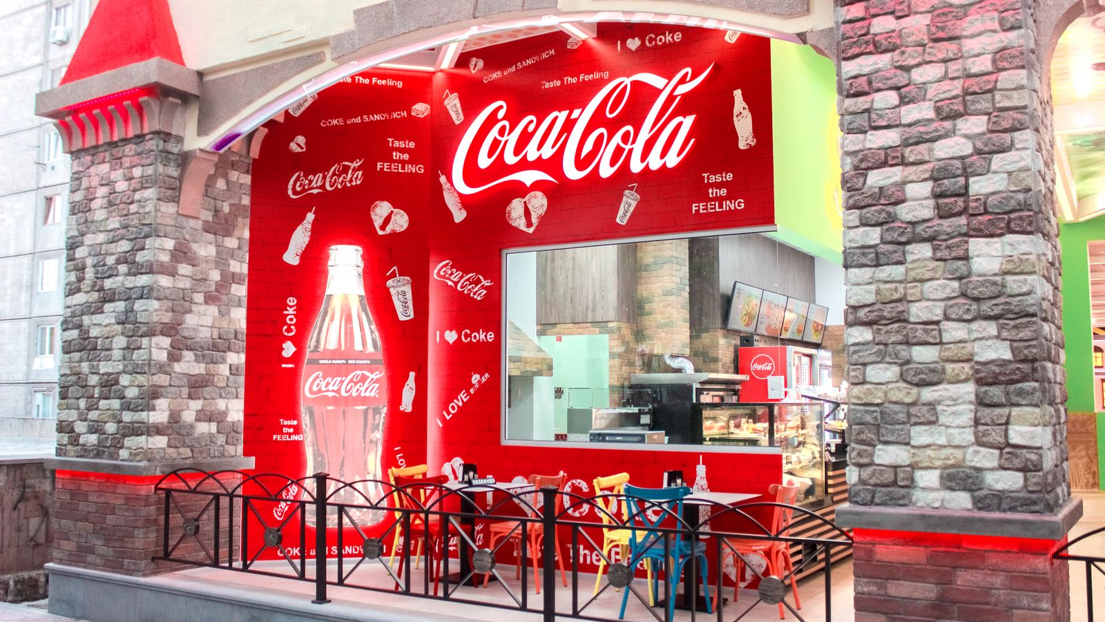 coca-coca branded wall