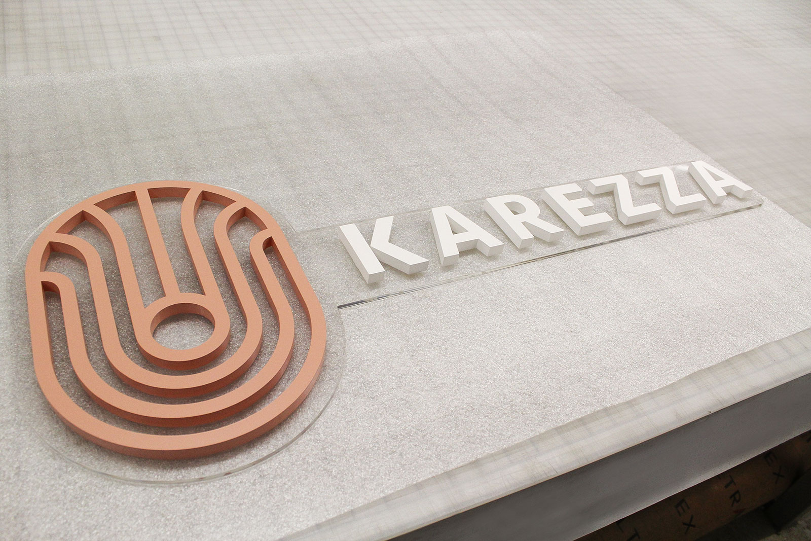 Karezza giant 3d letters and logo sign made of acrylic for reception branding