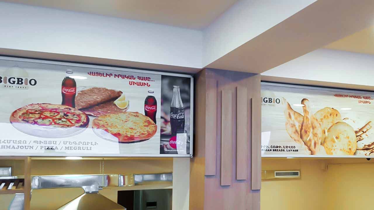 backlit restaurant display