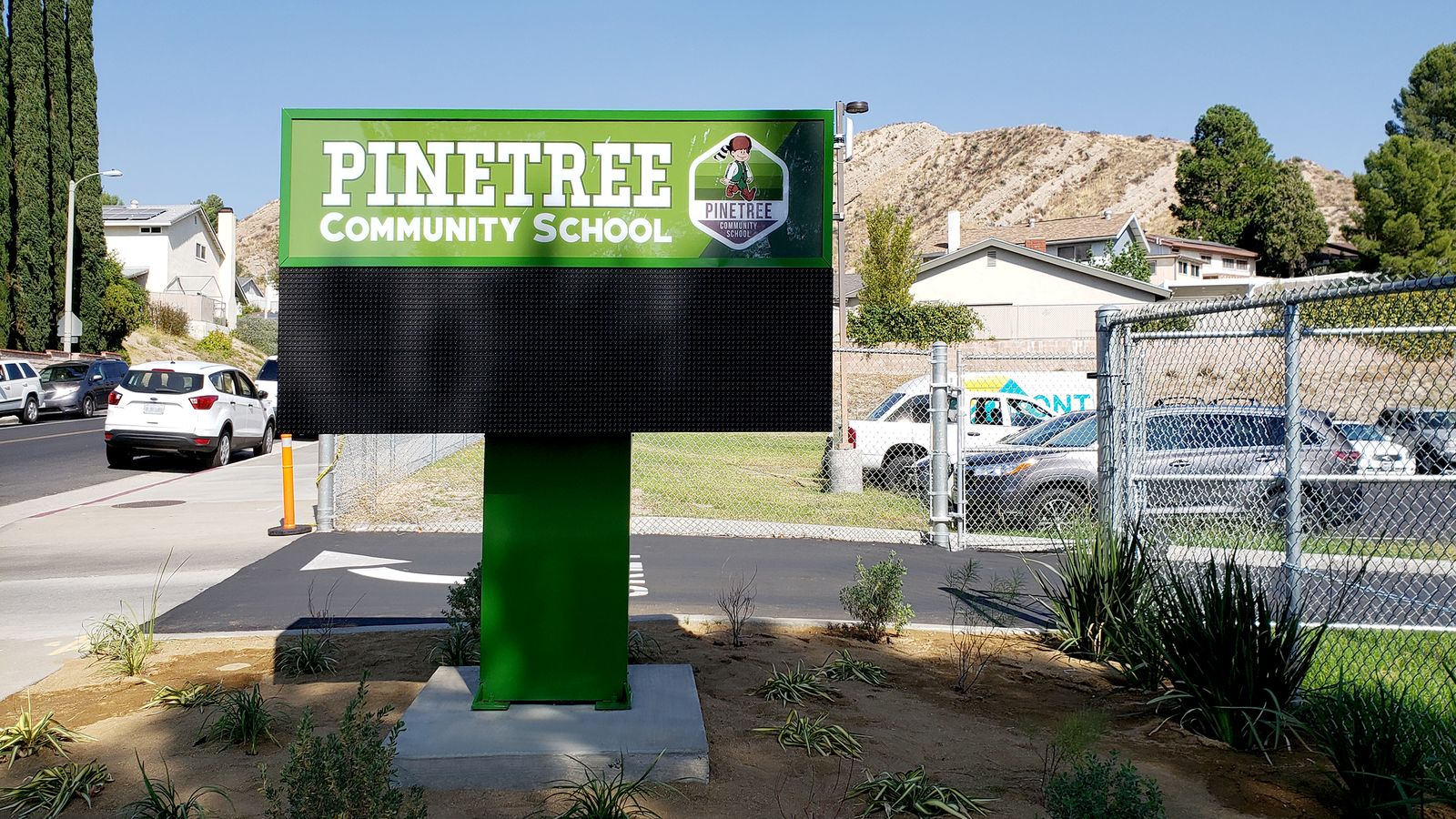Pylon sign with LED display