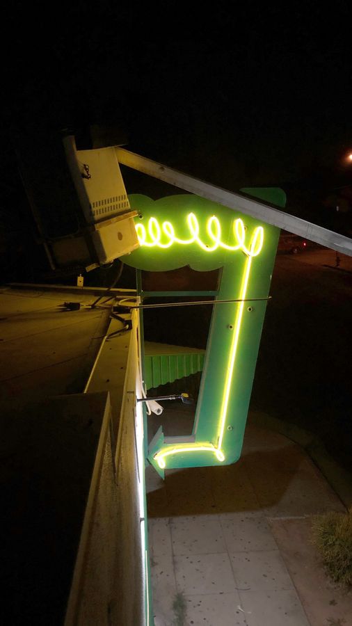 directional neon sign