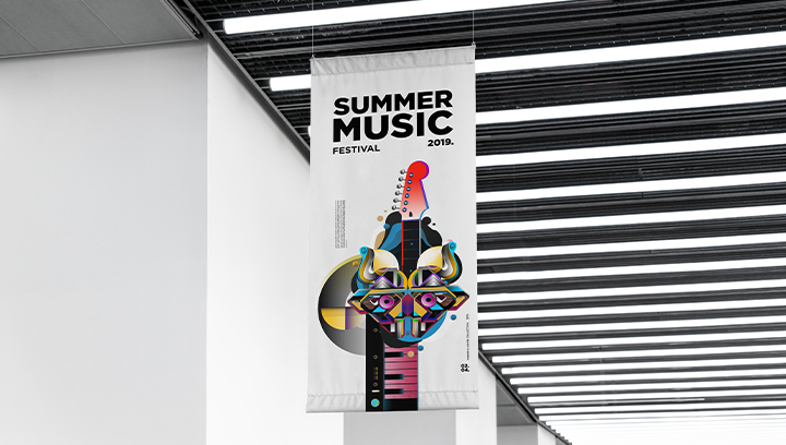 Summer Music Festival event sign for branding in the form of a hanging display banner