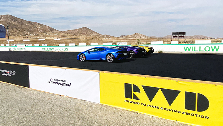 Lamborghini event arena signage made of vinyl for race track branding