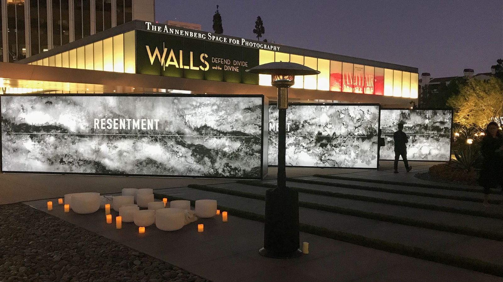 Annenberg large light boxes made of acrylic and aluminum for art exhibition event branding