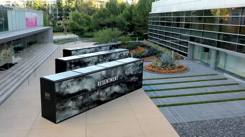 Annenberg custom light boxes powered by solar energy made of aluminum and acrylic for branding