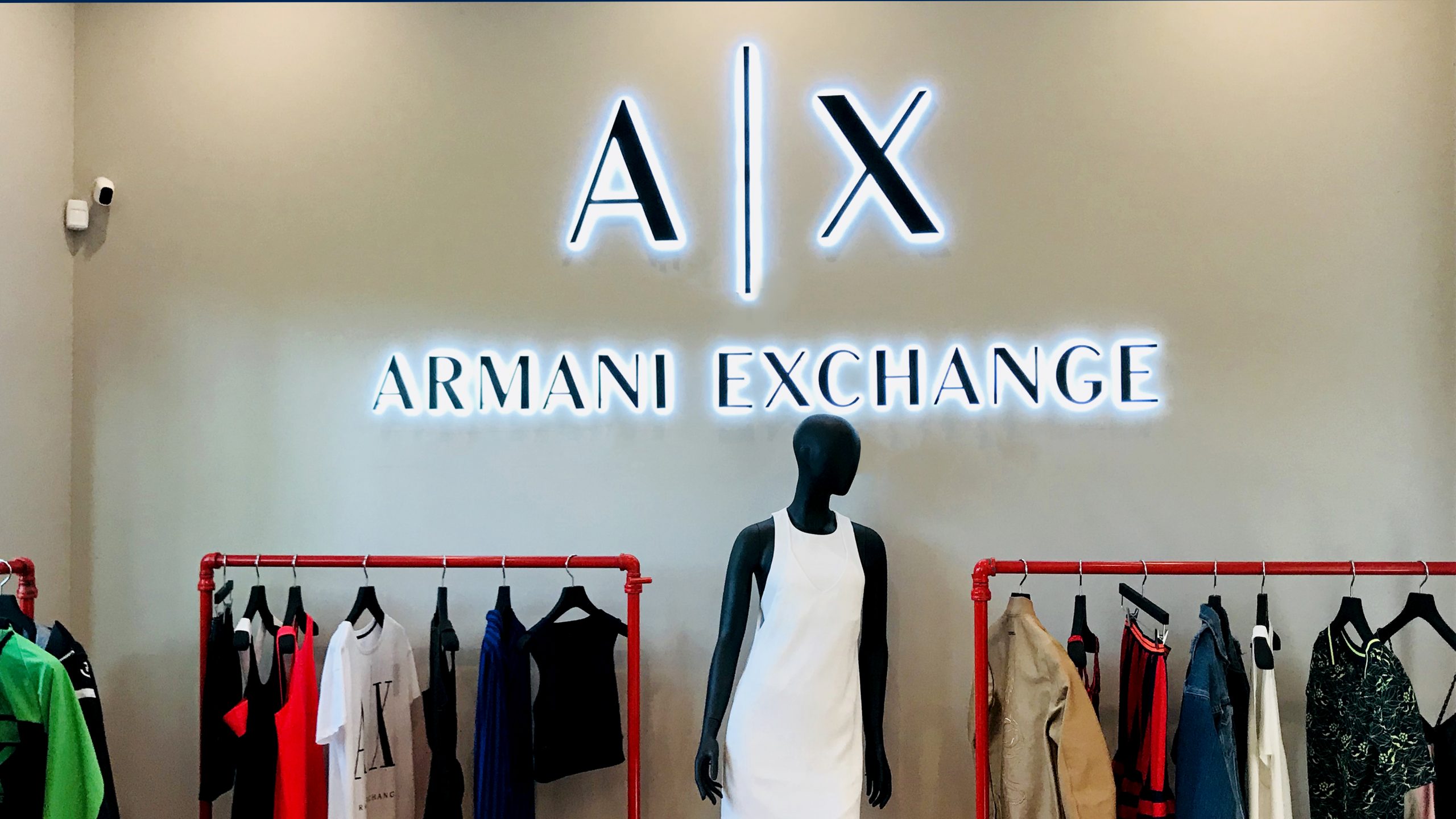 Armani exchange backlit letters