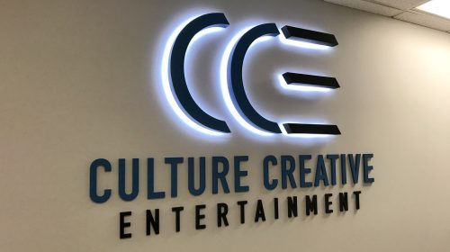 Culture Creative Entertainment 3d office sign made of aluminum and acrylic for branding