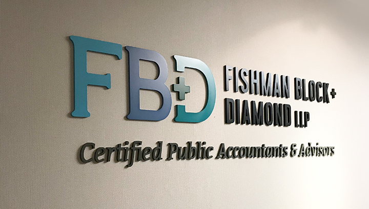 FBD 3d bank sign displaying the brand name and logo made of PVC for wall branding