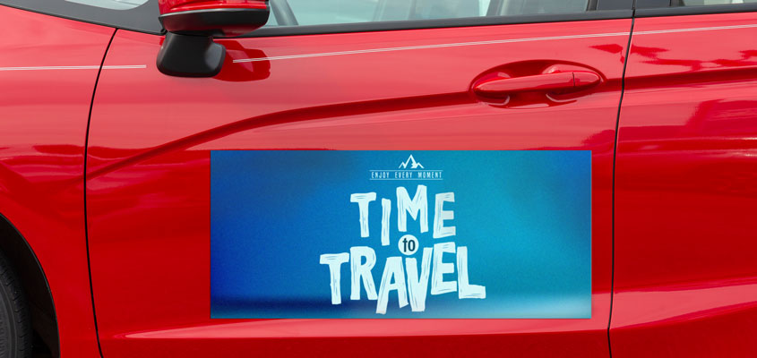 Creative event branding idea with a car magnet from Time Travel