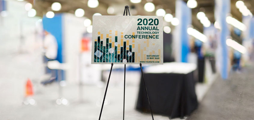 Trade show booth design tip showcasing 2020 Annual Technology Conference board example